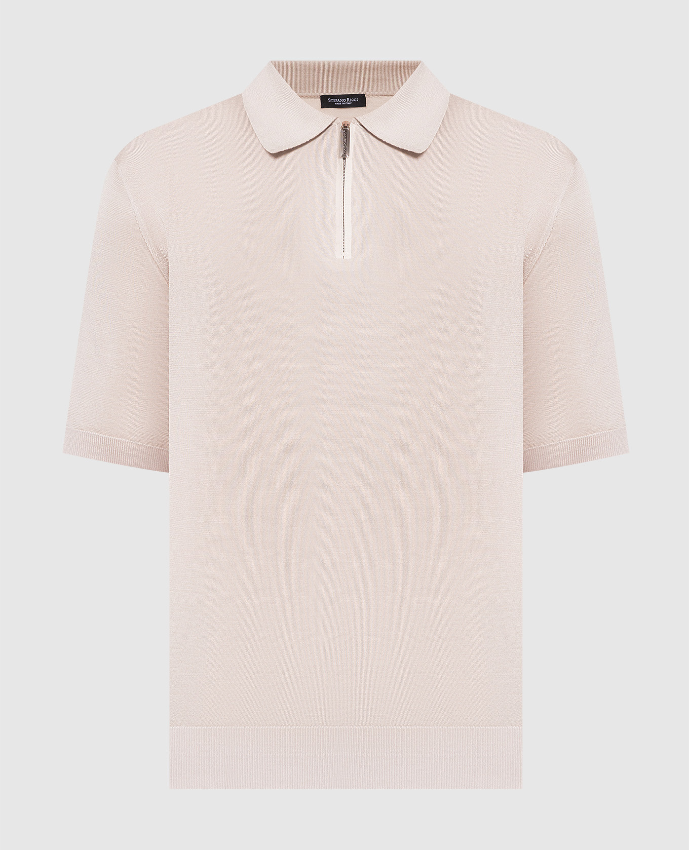 

Бежевое поло из шелка и кожи крокодила, Бежевый, Поло