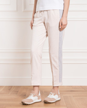 Peserico Бежевые меланжевые спортивные штаны с лампасами P04659J00DC2379