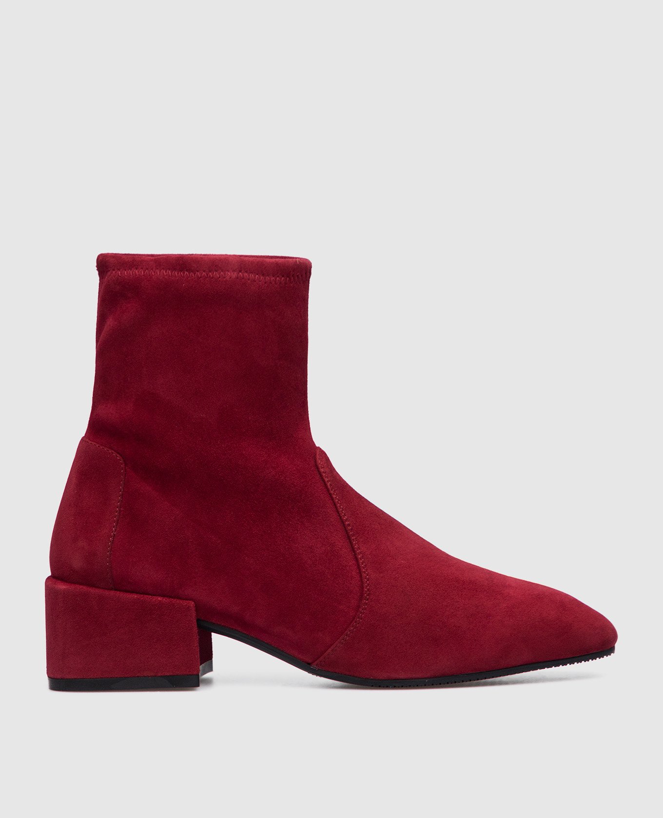 Burgundy suede accordion ankle boots