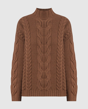 Enrico Mandelli Коричневый свитер из кашемира в фактурный узор. A7KD115246
