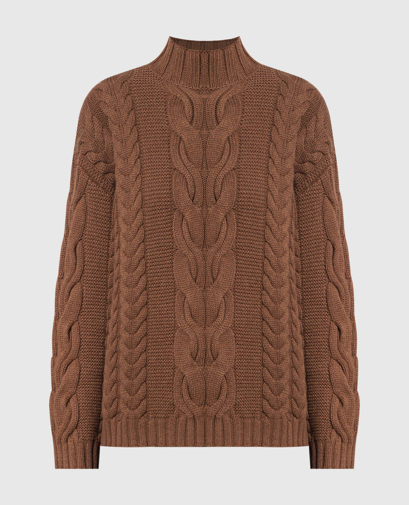 Коричневый свитер из кашемира в фактурный узор.
