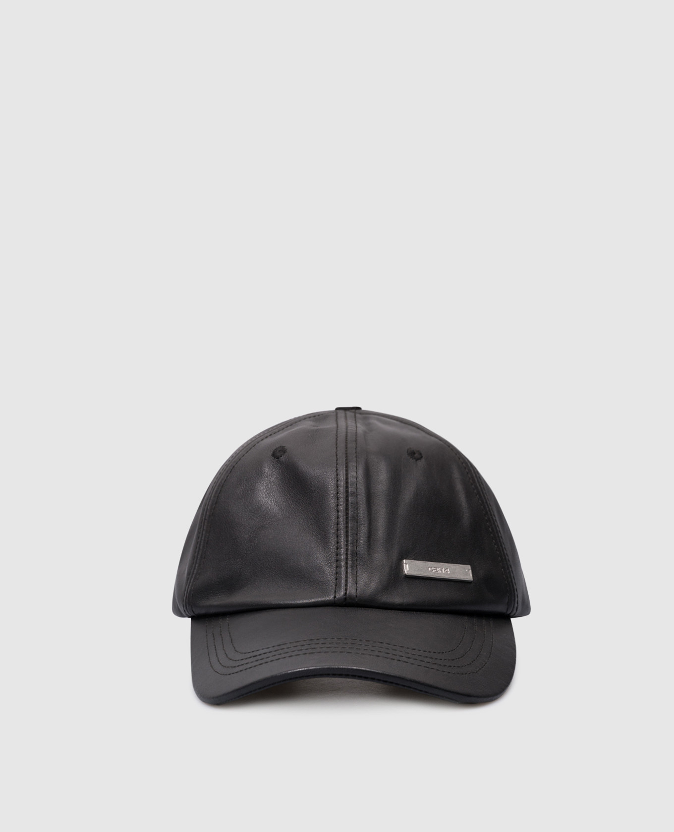 Black leather cap with logo