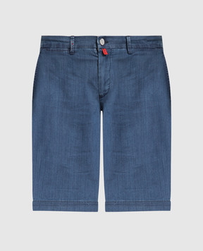 Kiton Синие джинсовые шорты с логотипом патча. UFBLACJ0744B