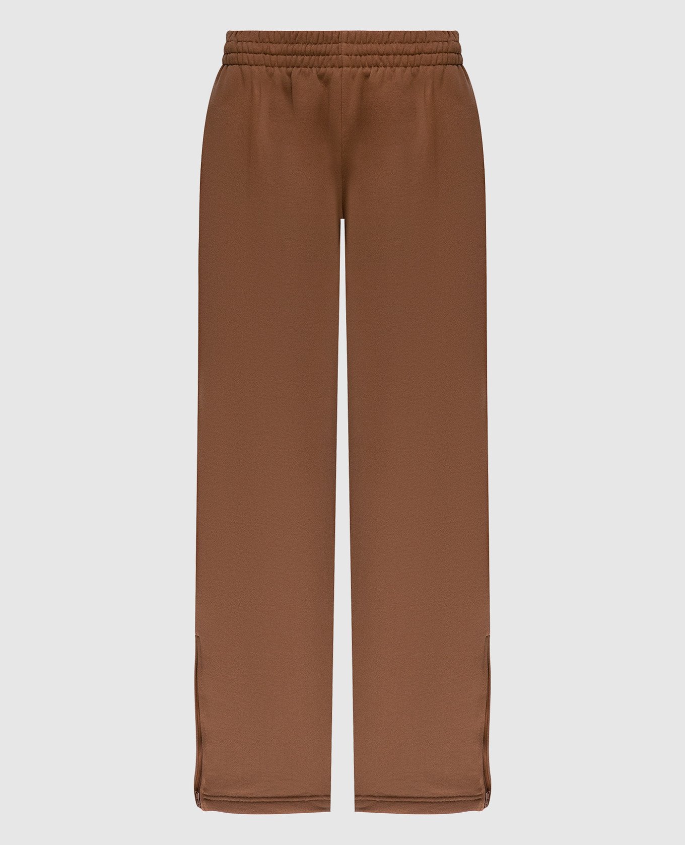 Brown sweatpants with zippers