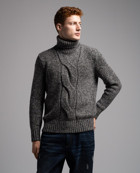Brunello Cucinelli Серый меланжевый свитер из кашемира с фактурным узором M22300303