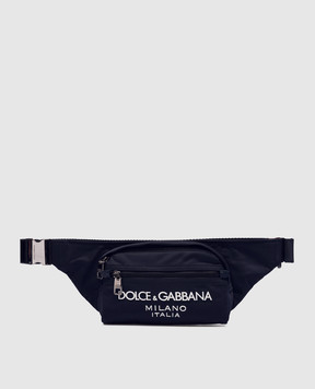 Dolce&Gabbana Синяя поясная сумка с фактурным логотипом BM2218AG182
