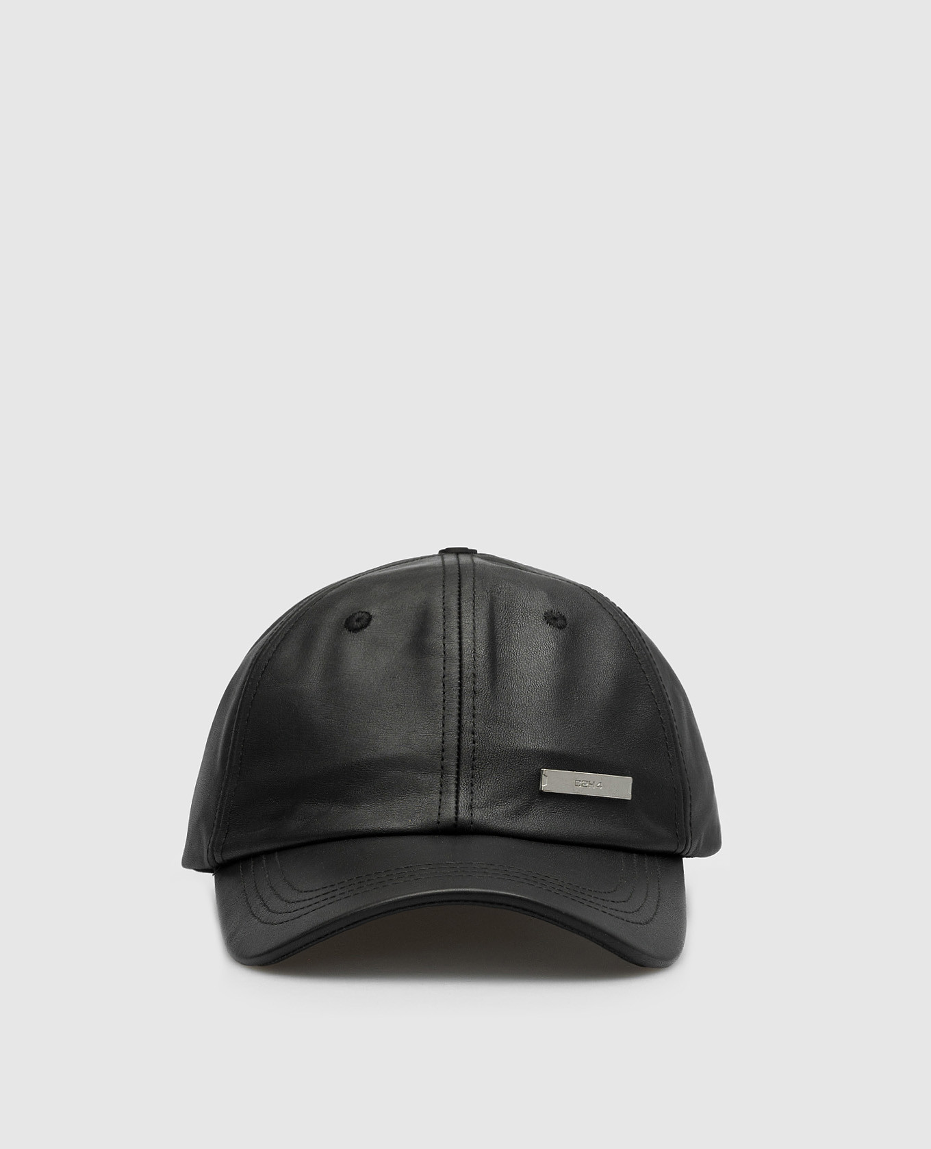 Black leather cap with logo