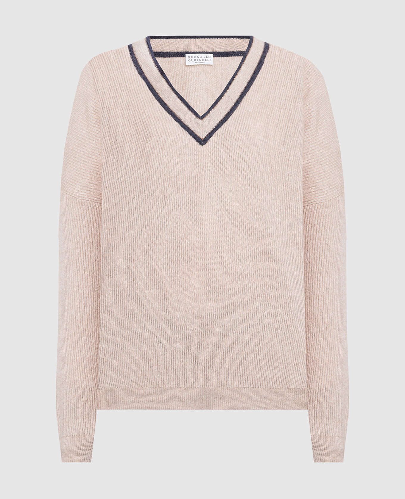 Beige pullover with monil chain
