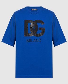 Dolce&Gabbana Голубая футболка с принтом логотипа G8PB8THU7MA