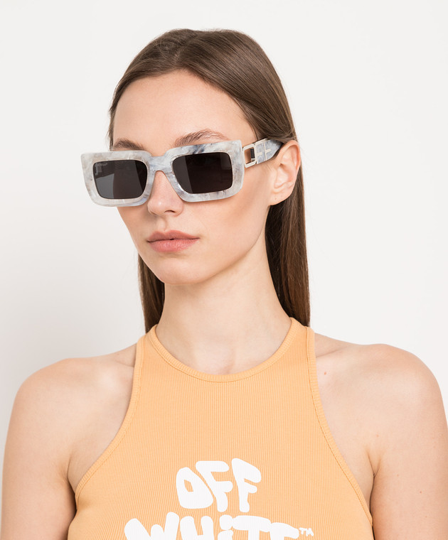 Off-White - Gray Boston sunglasses with a marble pattern OERI073S23PLA001 -  buy with Czech Republic delivery at Symbol
