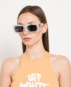 Off-White Серые очки Boston с мраморным узором OERI073S23PLA001