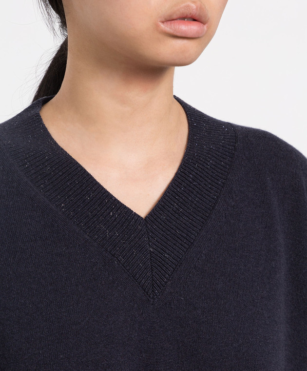 Peserico Темно-синій пуловер з люрексом та ланцюжком моніллю S99730F12KC9018 зображення 5