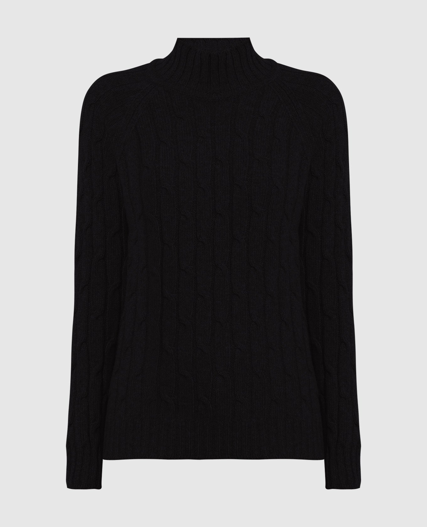 Черный свитер из кашемира с фактурным узором