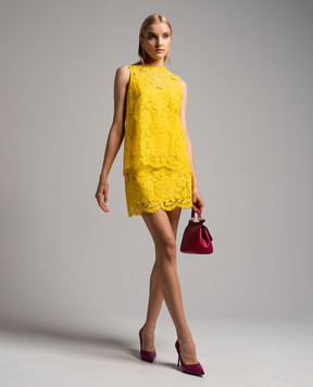 Dolce&Gabbana Жовтий топ з мережива F73G9THLM7L