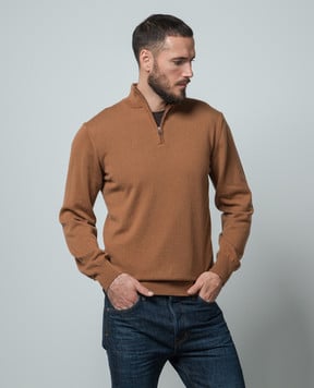 Cashmere&Whiskey Коричневий джемпер з кашеміру з блискавкою 357N