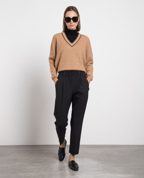 Brunello Cucinelli Коричневый пуловер с цепочкой мониль MER188512P