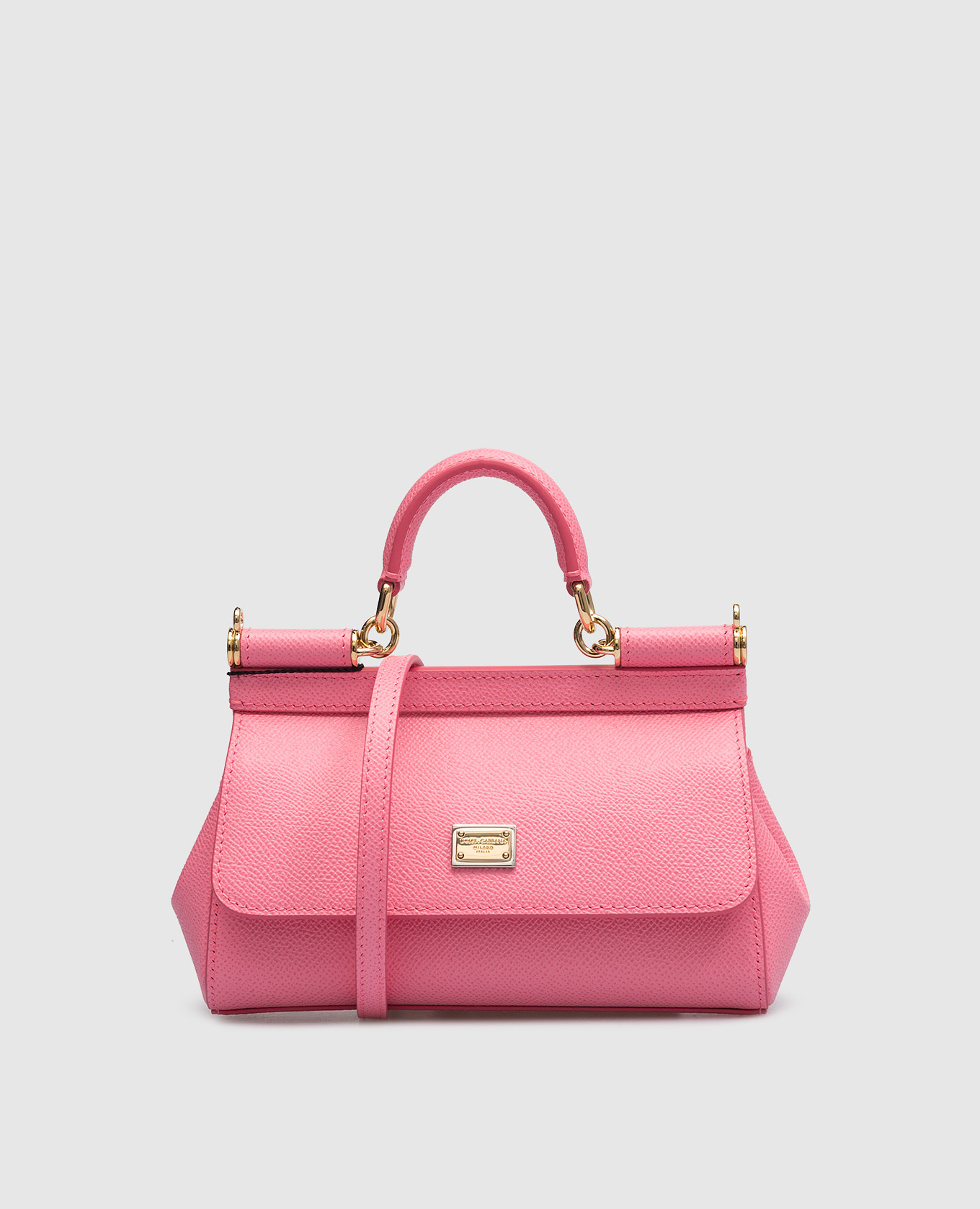 Розовая кожаная сумка мини Sicily с логотипом
