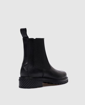 Off-White Чорні шкіряні челсі з тисненням логотипа OMID026F23LEA001