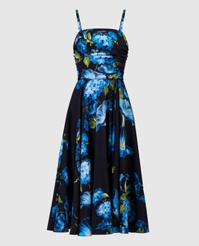 Dolce&Gabbana Чорна сукня з шовком в квітковий принт Bluebell F6HAJTFSA6C