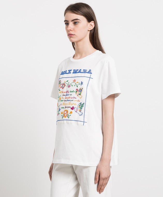 Max Mara White t-shirt TSHIRT with embroidery TSHIRT изображение 3