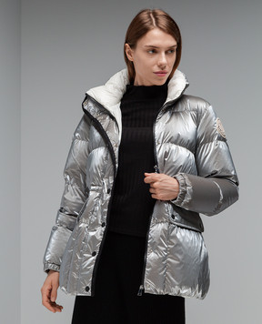 Moncler Сріблястий пуховик Herault з логотипом 1A00104596T2