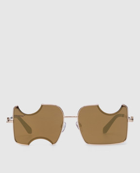 Off-White Золотые солнцезащитные очки с фактурным логотипом Salvador OERI046F22MET001