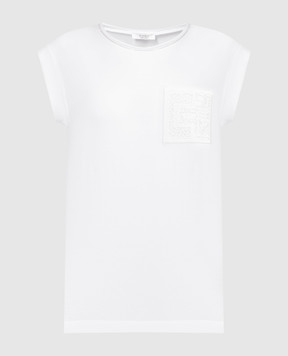 Peserico Біла футболка з ланцюжком моніль S06631J0A0070