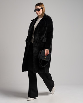 Babe Pay Pls Черная двубортная дубленка 1726MERINO