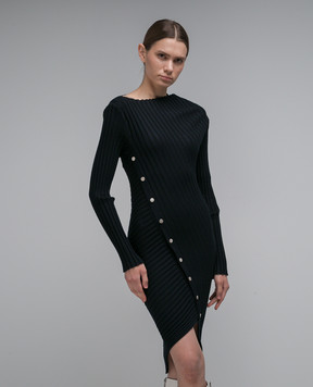 Philosophy di Lorenzo Serafini Синее ассиметричное платье в рубчик A04977103