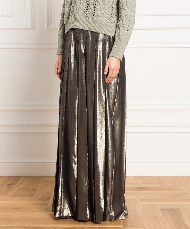 Dark green 2024 metallic pleated skirt