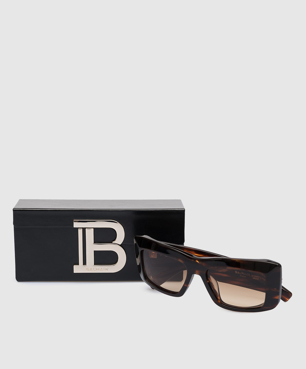 Balmain Envie logo sunglasses in brown BPS140B54 изображение 4