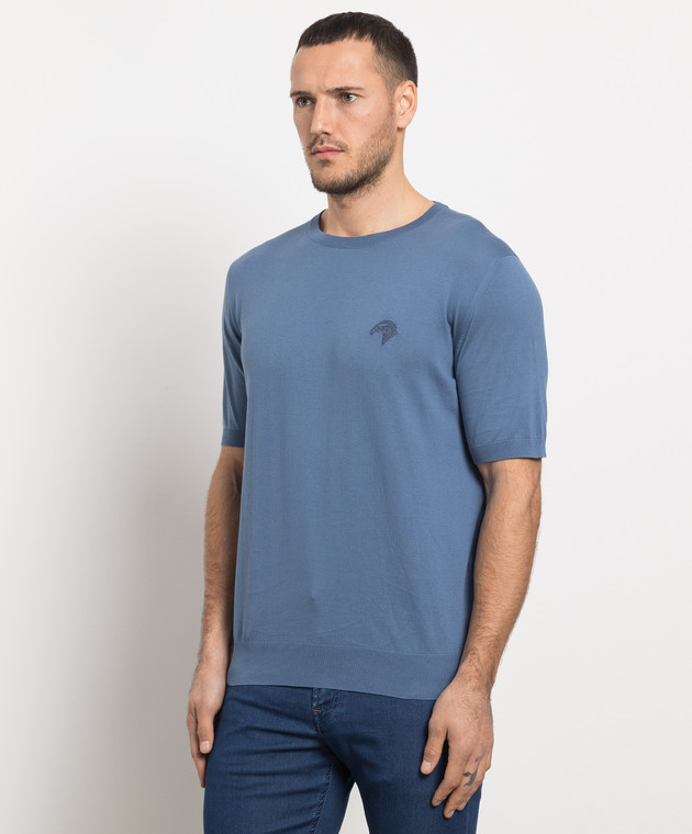 Stefano Ricci Blue t-shirt with logo embroidery K313030G10F23145 изображение 3