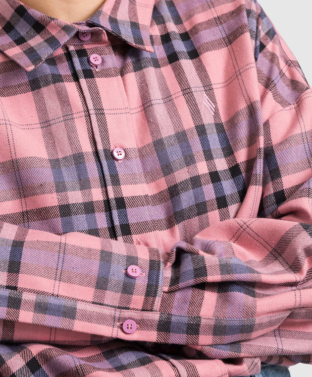 The Attico Diana plaid shirt with scalloped hem 227WCH04C050