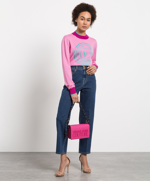 Versace Jeans Couture Pink wool jumper with logo 73HAFM21CM01A изображение 2