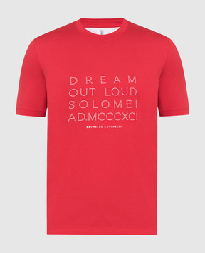 Brunello Cucinelli Красная футболка с принтом Dream out loud M0T618421