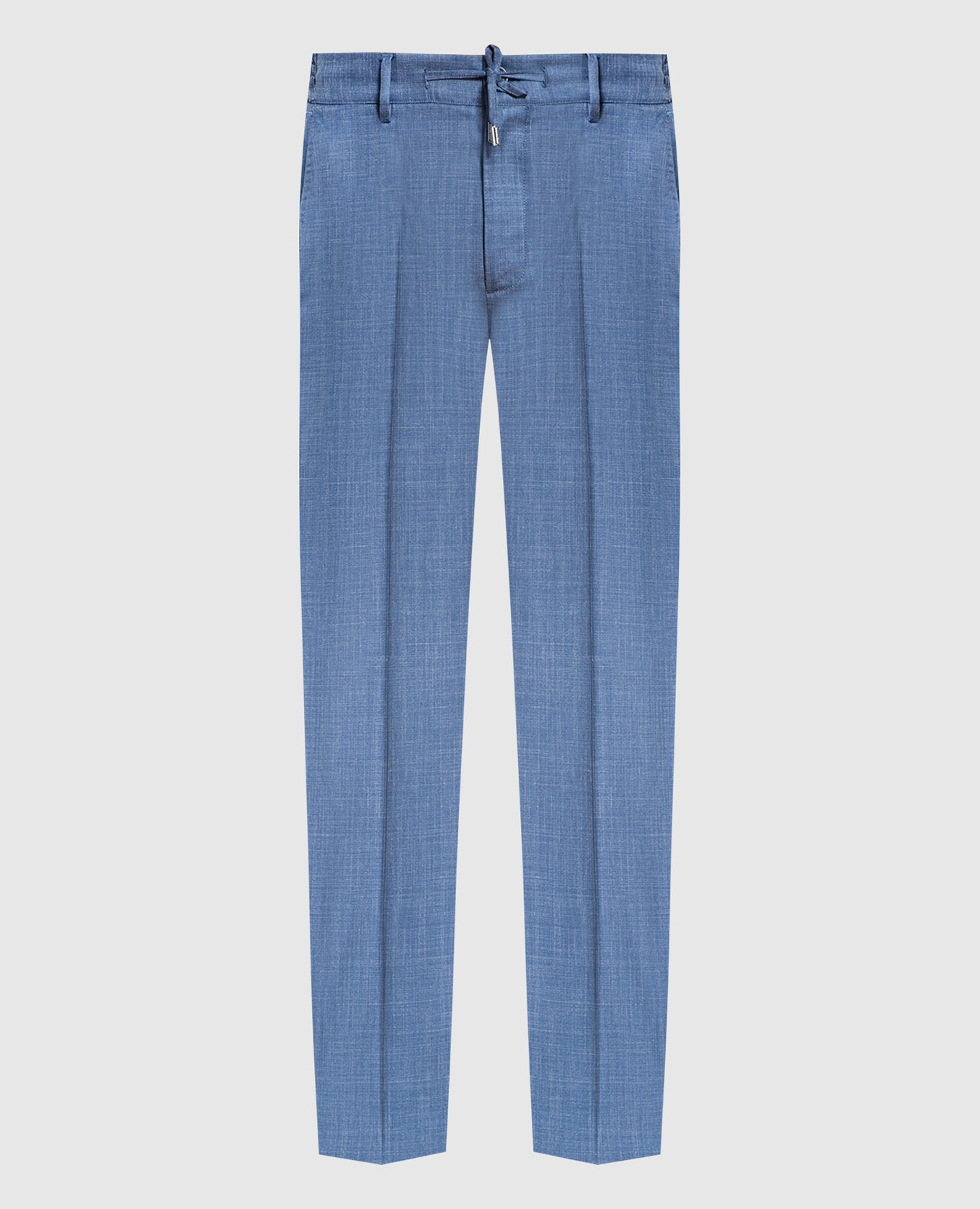 Blue trousers made of wool, silk and linen