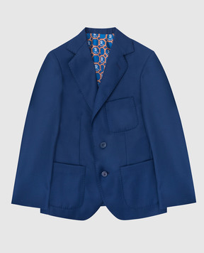 Stefano Ricci Детский синий пиджак из шерсти Y1RF376R0PW808