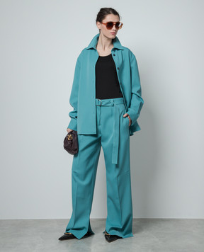 Jil Sander Зеленые брюки из шерсти с разрезами J52KA0013J40002