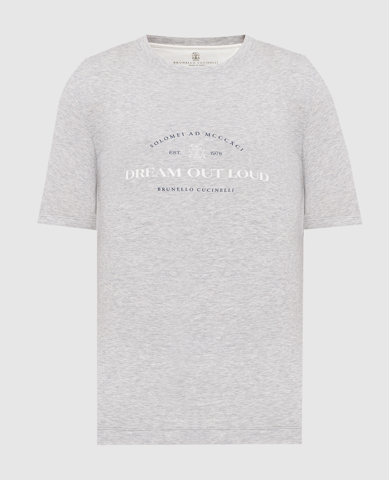 Gray melange t-shirt with Dream out loud print