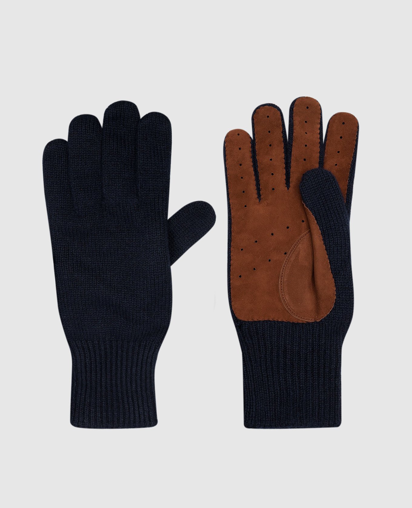 Blue cashmere gloves