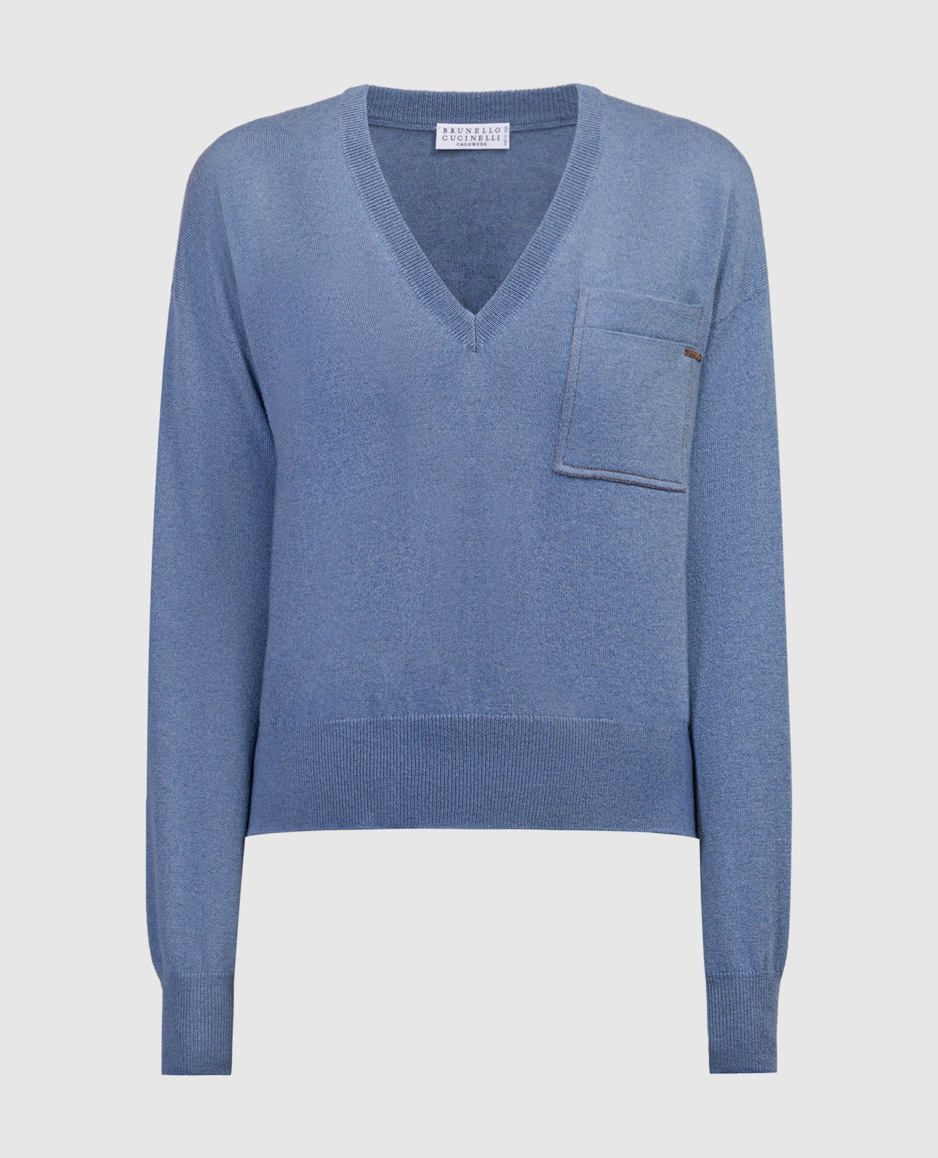 Голубой пуловер с цепочкой мониль из эколатуни