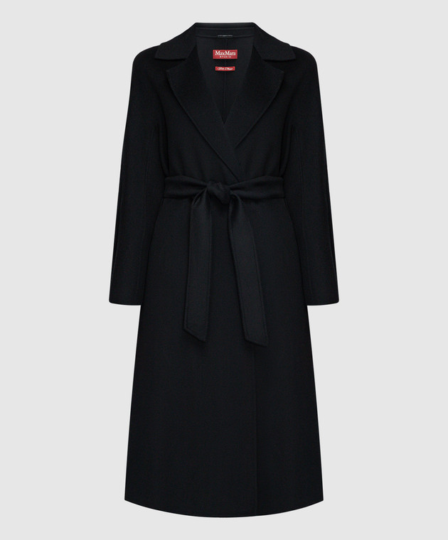 Max Mara Черное пальто Cles с шерсти, кашемира и шелка CLES