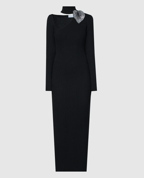 Giuseppe Di Morabito Milano Чорна сукня максі з аплікацією з кристалами 02PSKN291F02079