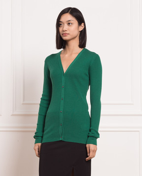 John Smedley Зеленый кардиган Lasca из шерсти в рубчик LASCA