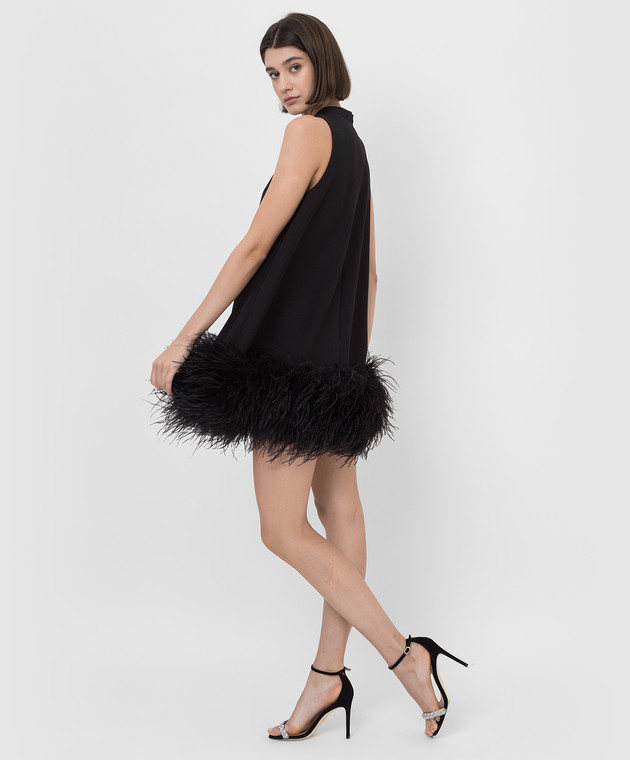 Rachel Gilbert Чорне плаття міні Linc з пір'ям 22RRG61014 зображення 2