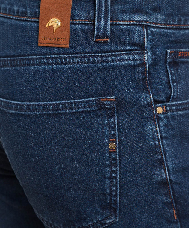 Stefano Ricci Темно-сині джинси із металевим логотипом у вигляді голови орла. MFT23S2030S1007 зображення 5