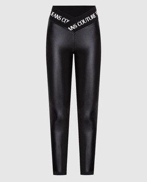Versace Jeans Couture Black leggings with contrasting logo 74HAC113J0062