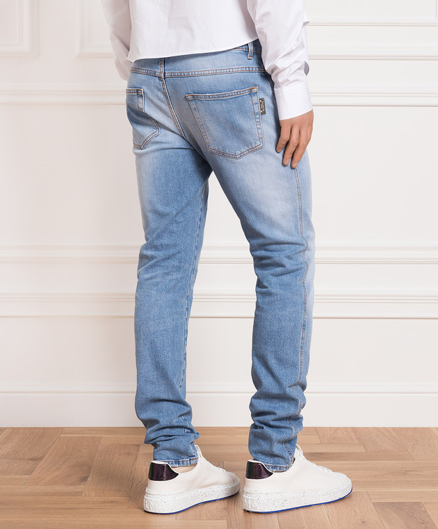 Balmain Blue jeans with a distressed effect AH1MG000DC99 изображение 4