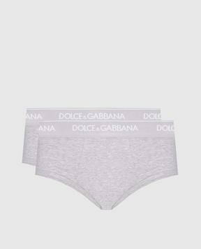 Dolce&Gabbana Набір сірих трусів-сліпів з логотипом M9C05JONN95