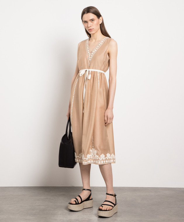 Twinset Brown midi dress with embroidery 231LM2FBB image 2